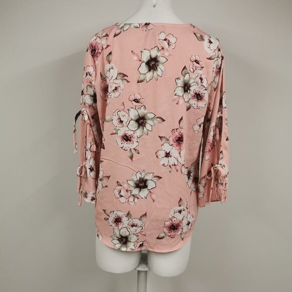 LILY  Morgan Tie Arm Floral Flowy Top - Picture 4 of 5